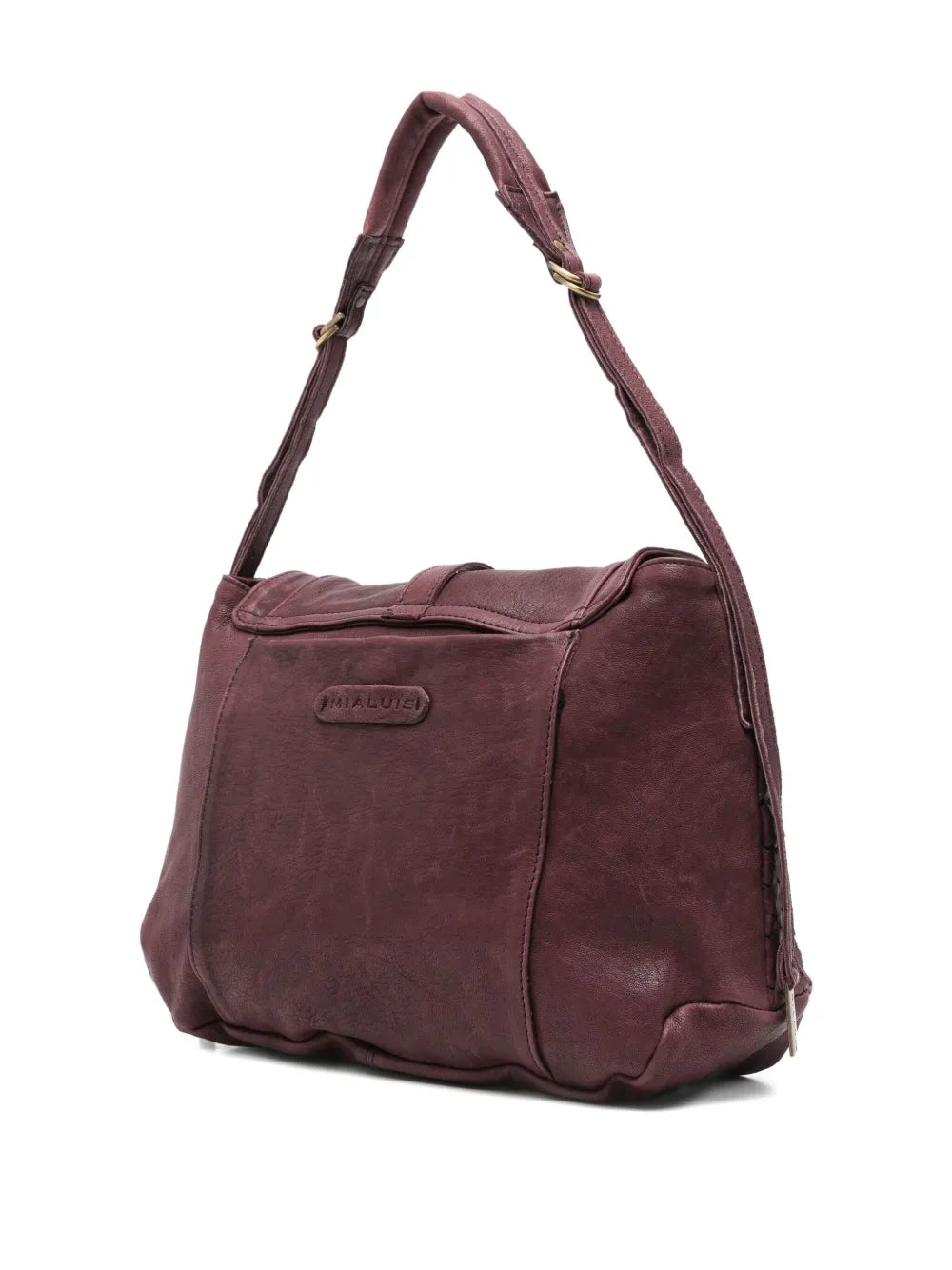 Luxury leather bag by Mialuis in Granata, versatile design to wear on the shoulder or crossbody, Made in Italy.