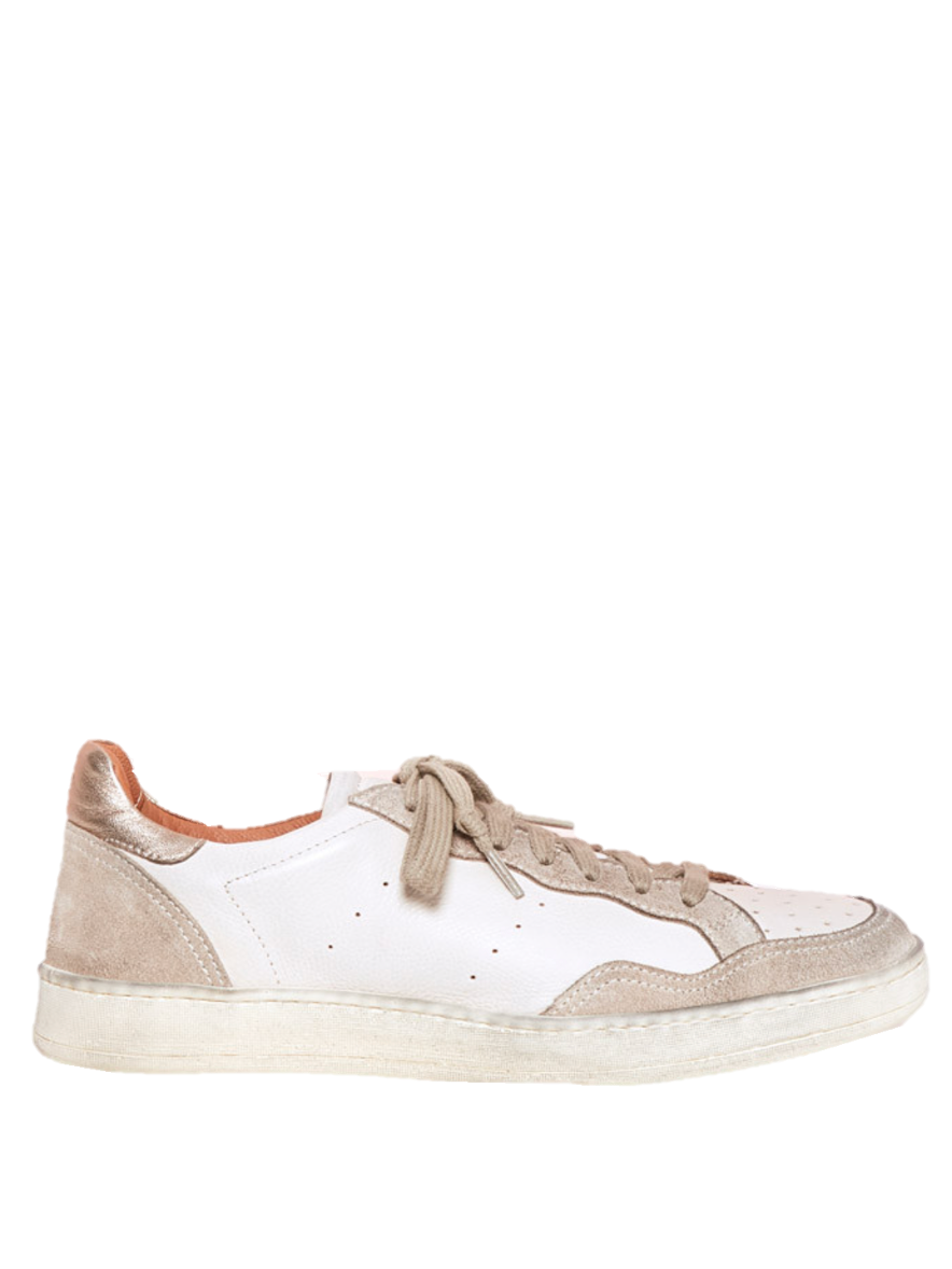 Elia Maurizi Gilda sneaker in off white leather and iron suede panels