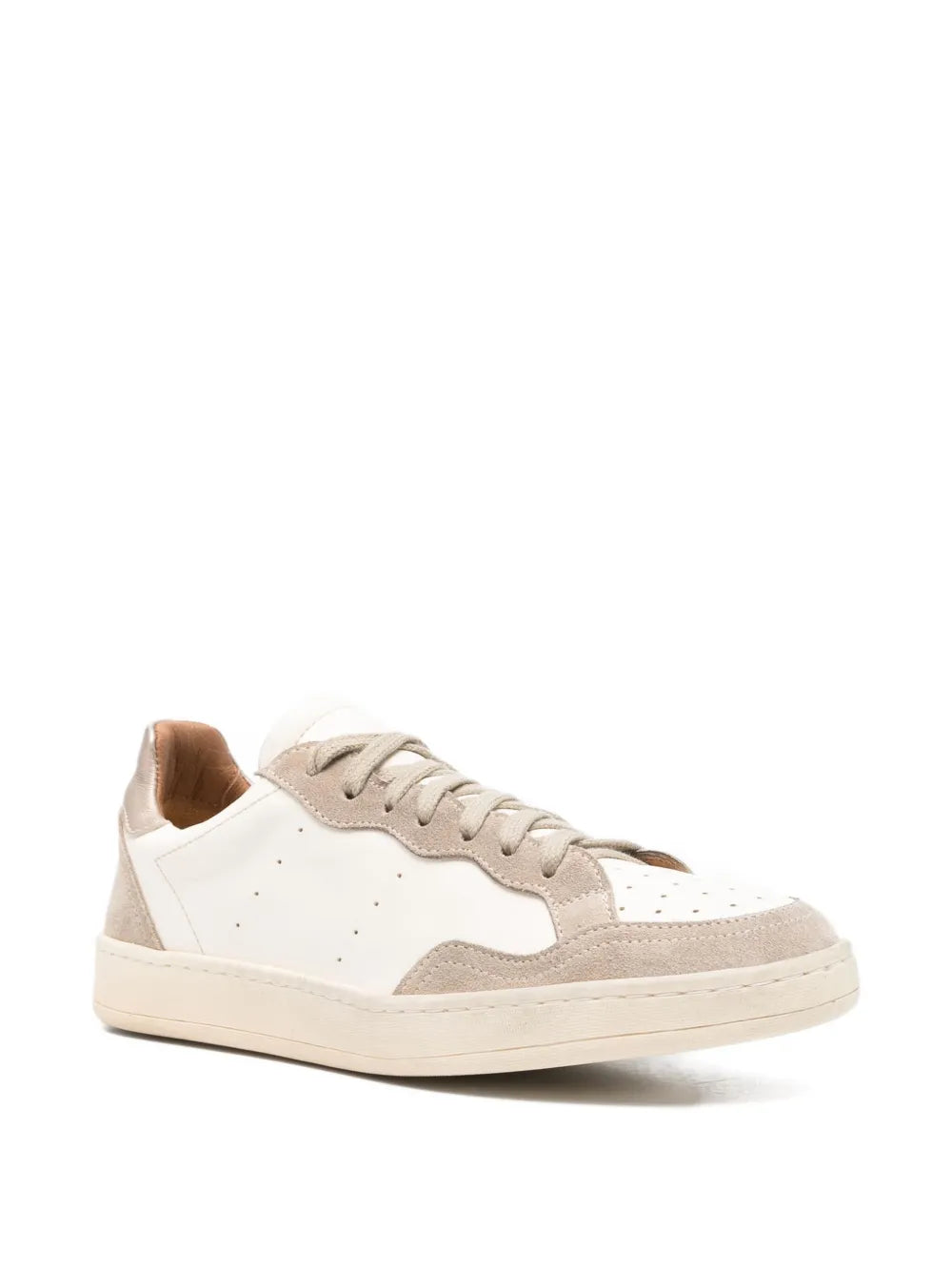 Elia Maurizi Gilda sneaker in off white leather and iron suede panels
