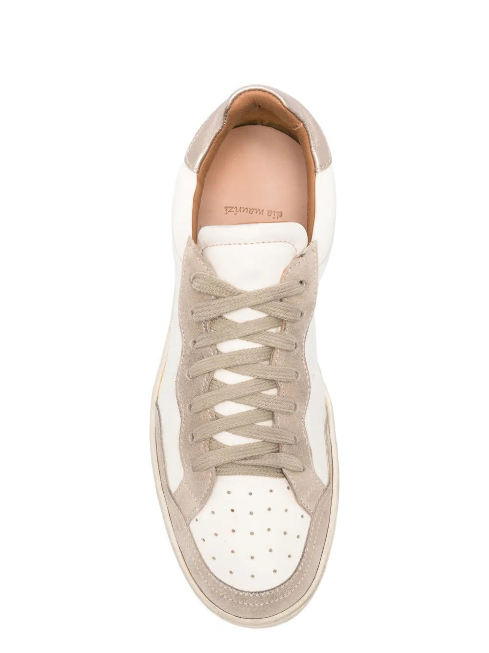 Elia Maurizi Gilda sneaker in off white leather and iron suede panels