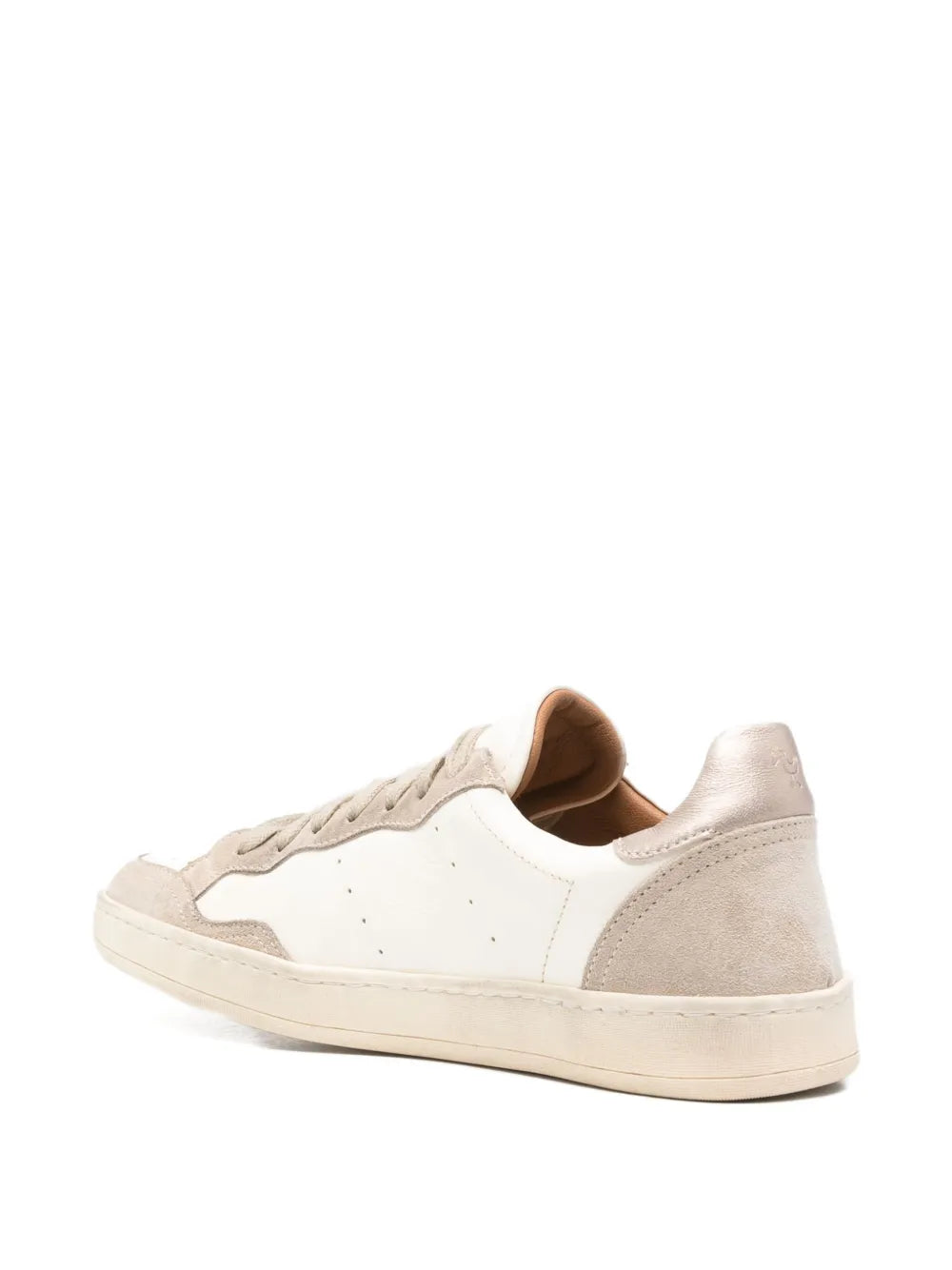 Elia Maurizi Gilda sneaker in off white leather and iron suede panels