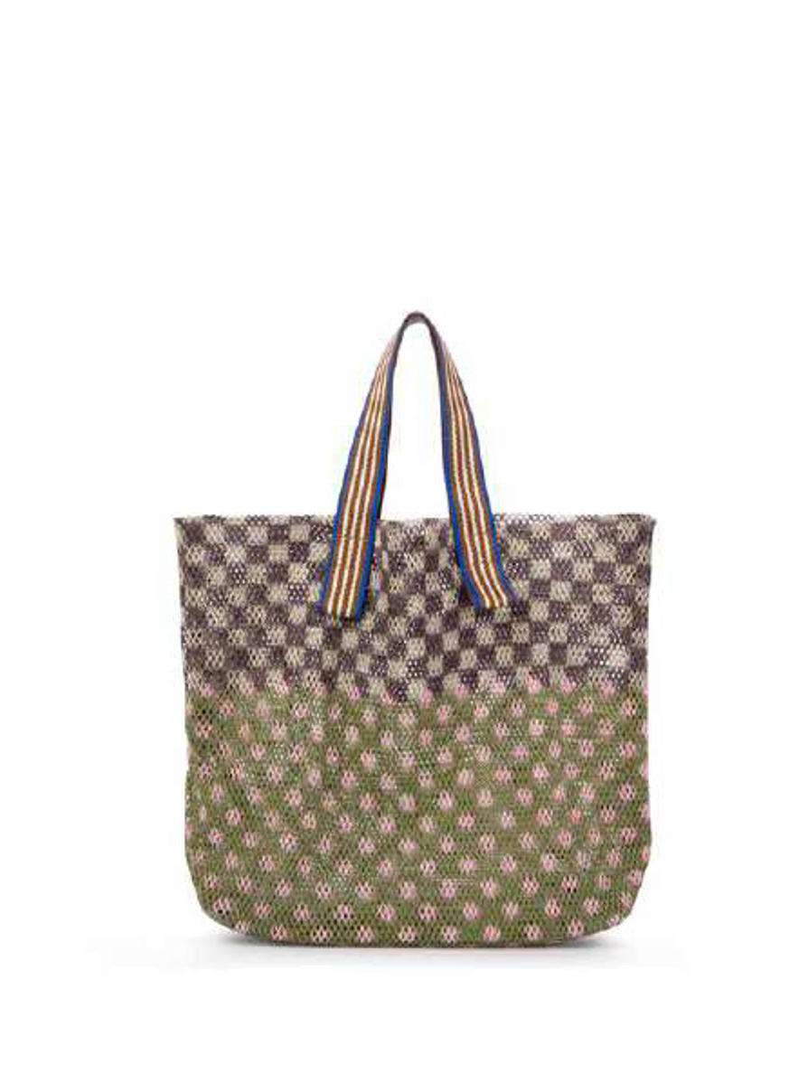 Epice Paris Kanpur S 2638 Moss small shopper bag with removable pouch 29x25x10 cm green patterned design