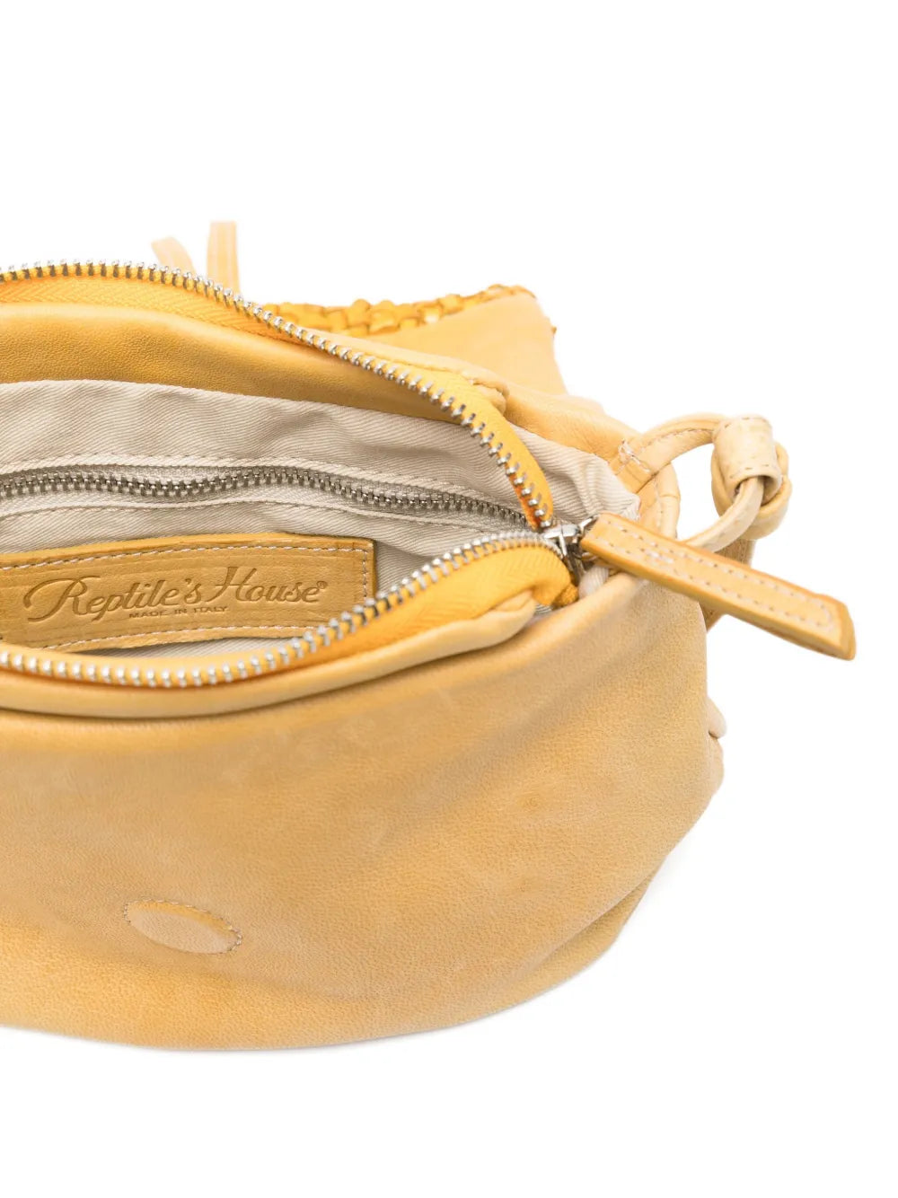 Handmade Italian yellow leather bag with interior pockets by Reptile’s House