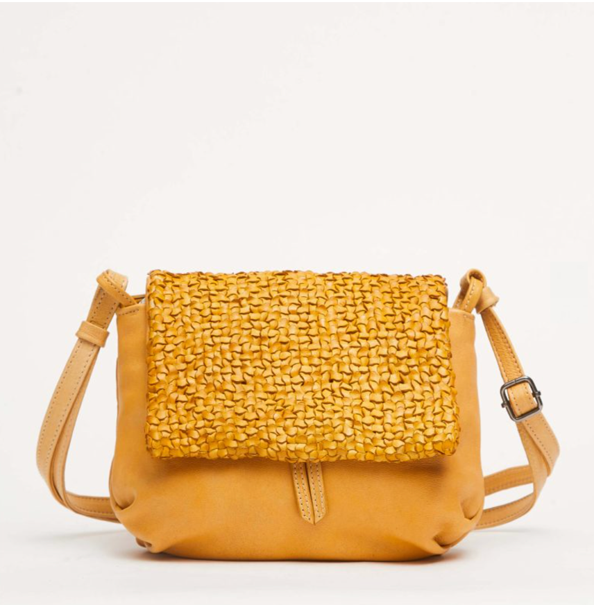 Handmade Italian yellow leather bag with interior pockets by Reptile’s House