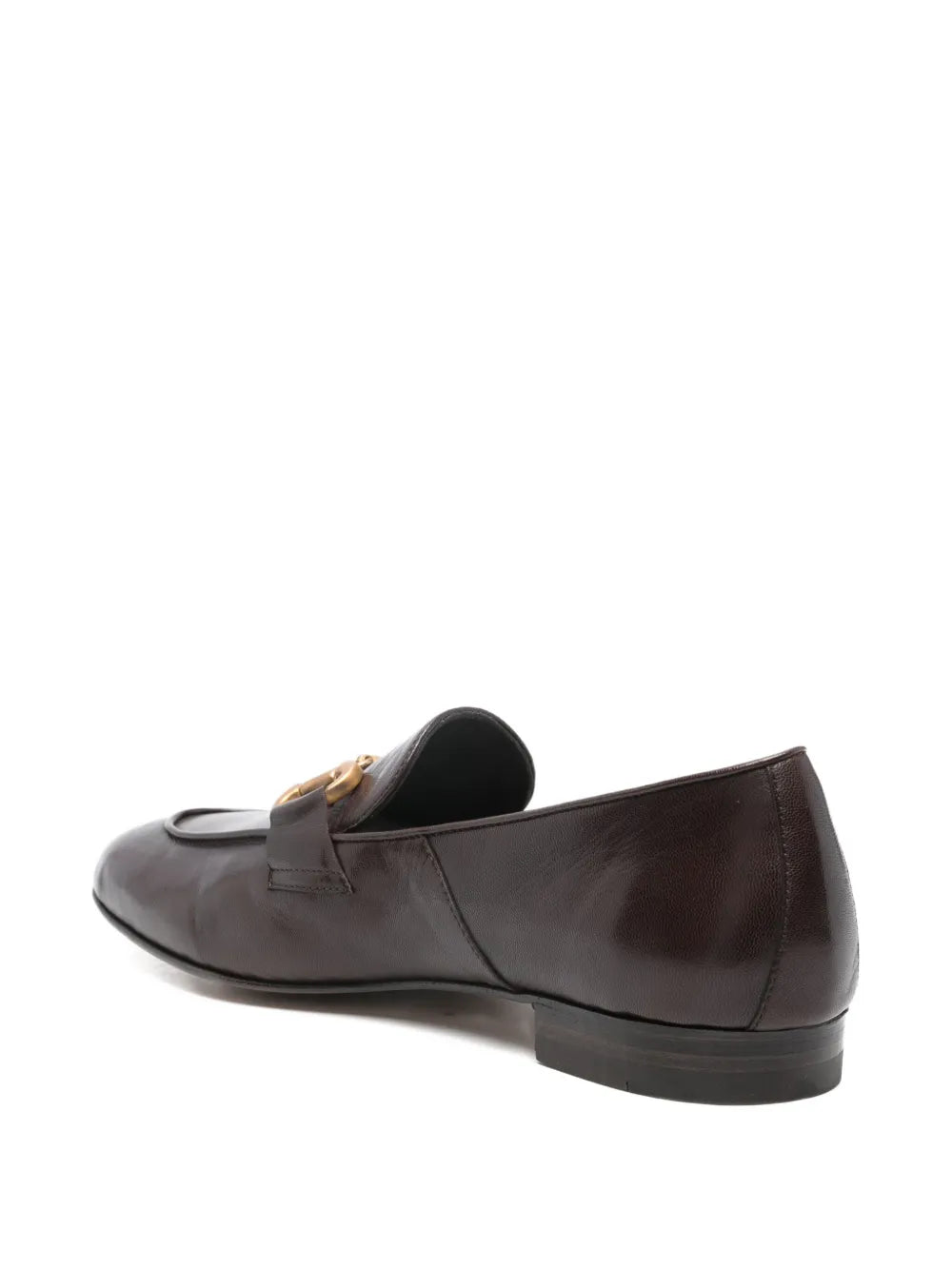 Mara Bini PAT Testa di Moro dark brown calf leather loafer with metal buckle, ultra-flexible sacchetto construction, Italian craftsmanship