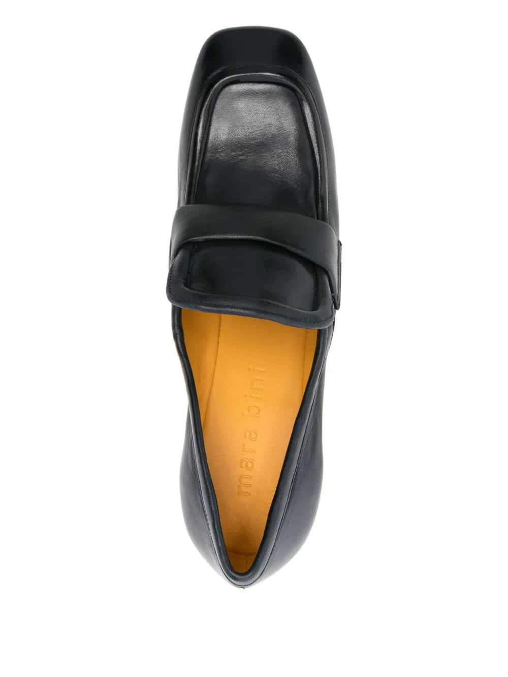 Mara Bini PERLA navy blue calf leather loafer with 6 cm block heel, deep sophisticated shade, Italian craftsmanship