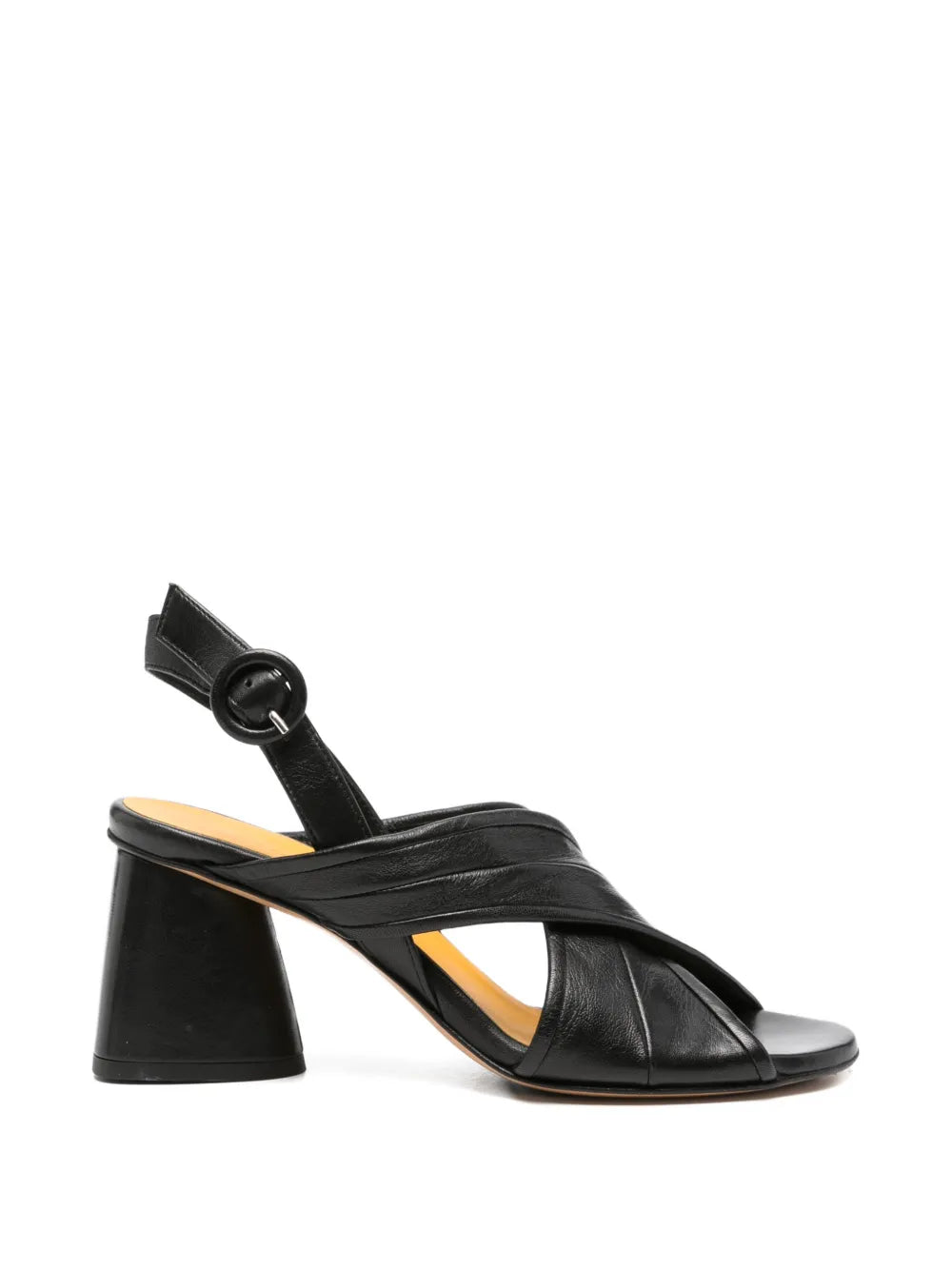 MARA BINI black leather slingback high heel sandal