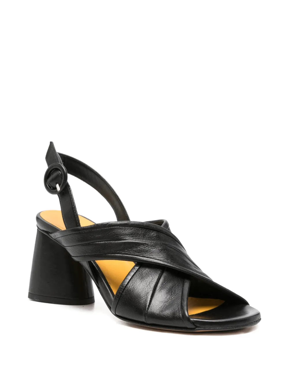 MARA BINI black leather slingback high heel sandal
