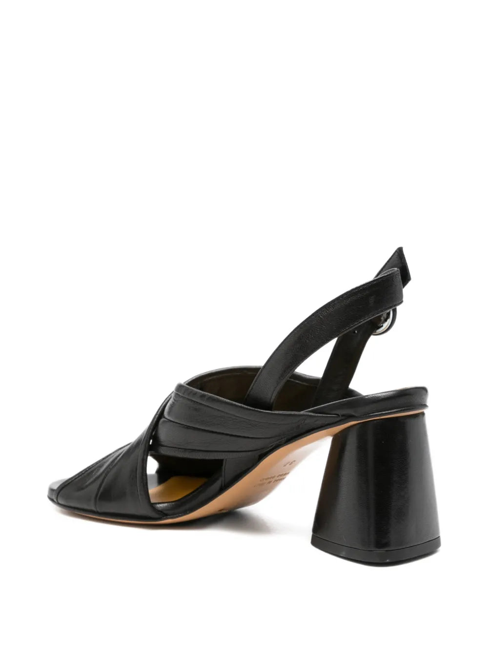 MARA BINI black leather slingback high heel sandal
