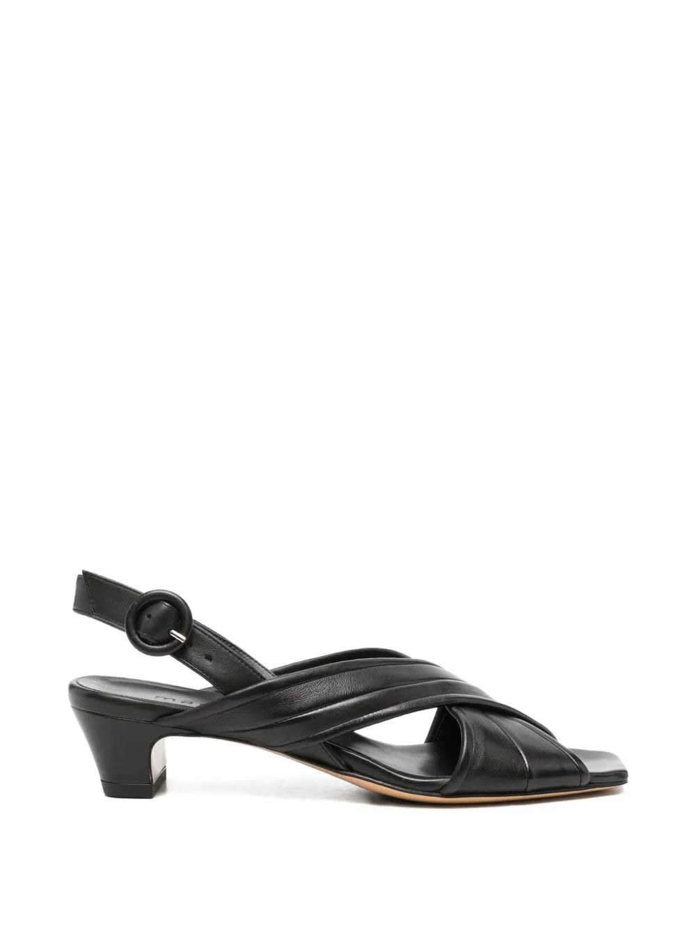 MARA BINI black leather slingback low heel sandal