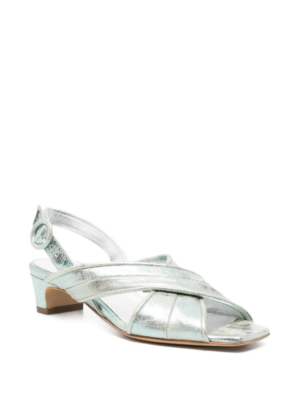 MARA BINI slingback low heel sandal in Rugiada metallic leather