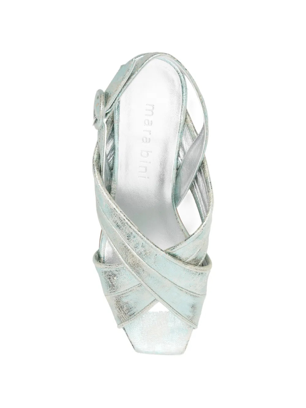 MARA BINI slingback low heel sandal in Rugiada metallic leather
