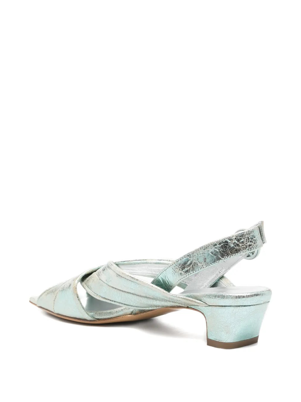 MARA BINI slingback low heel sandal in Rugiada metallic leather