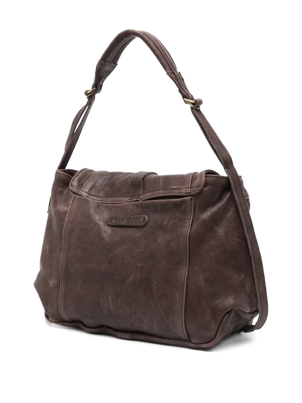 Artisanal testa di moro leather bag by Mialuis, crafted from 100% vegetable-tanned leather, sustainable and handmade in Italy.