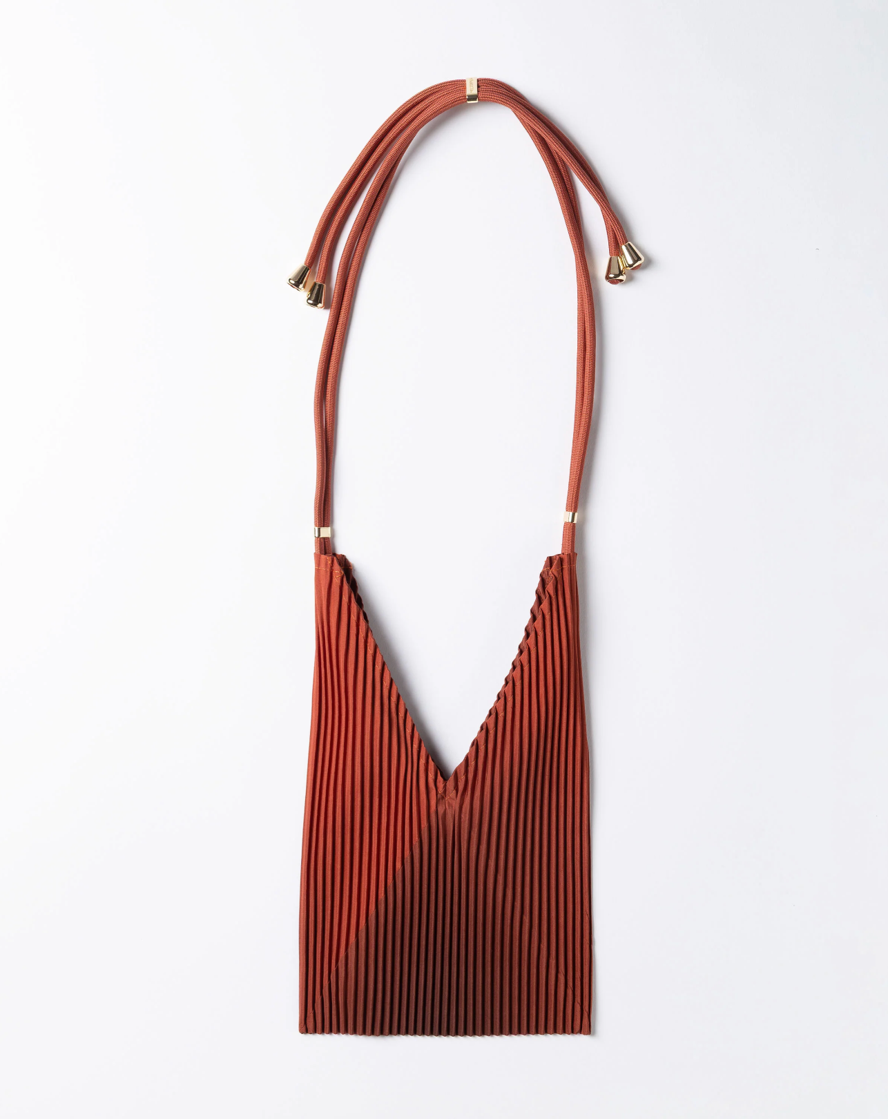 Multitudes pleated baby bag Picante terracotta recycled polyester silk-effect front view