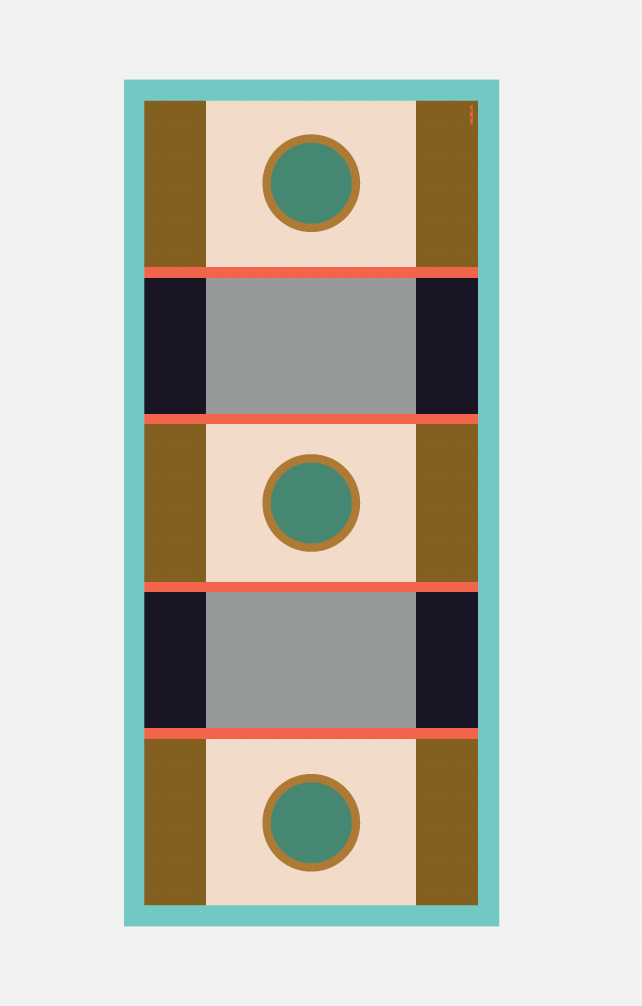 Multitudes pleated scarf Afrodite aqua olive geometric print flat lay full view