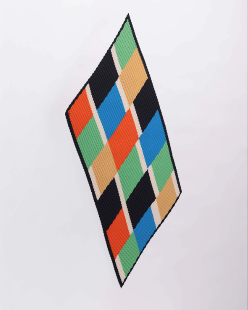 Multitudes pleated scarf Atena green scarlet navy recycled polyester silk-effect