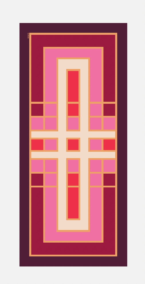 Multitudes pleated scarf Era pink crimson rose gold art deco geometric print flat lay full view