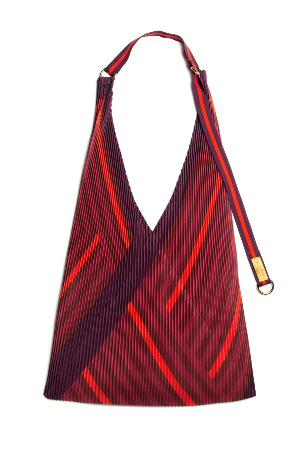 Multitudes Stefania Purple pleated shoulder bag in dark satin