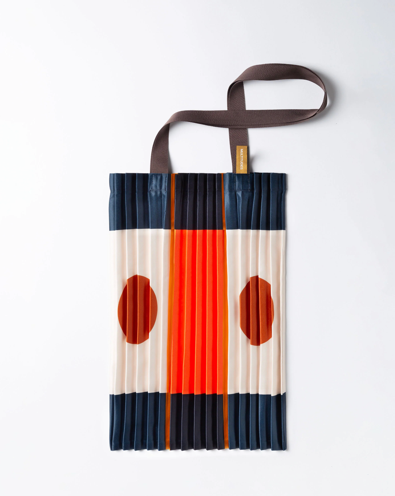 Multitudes Pozzallo pleated tote bag in multicolor satin with blue, white and orange tones