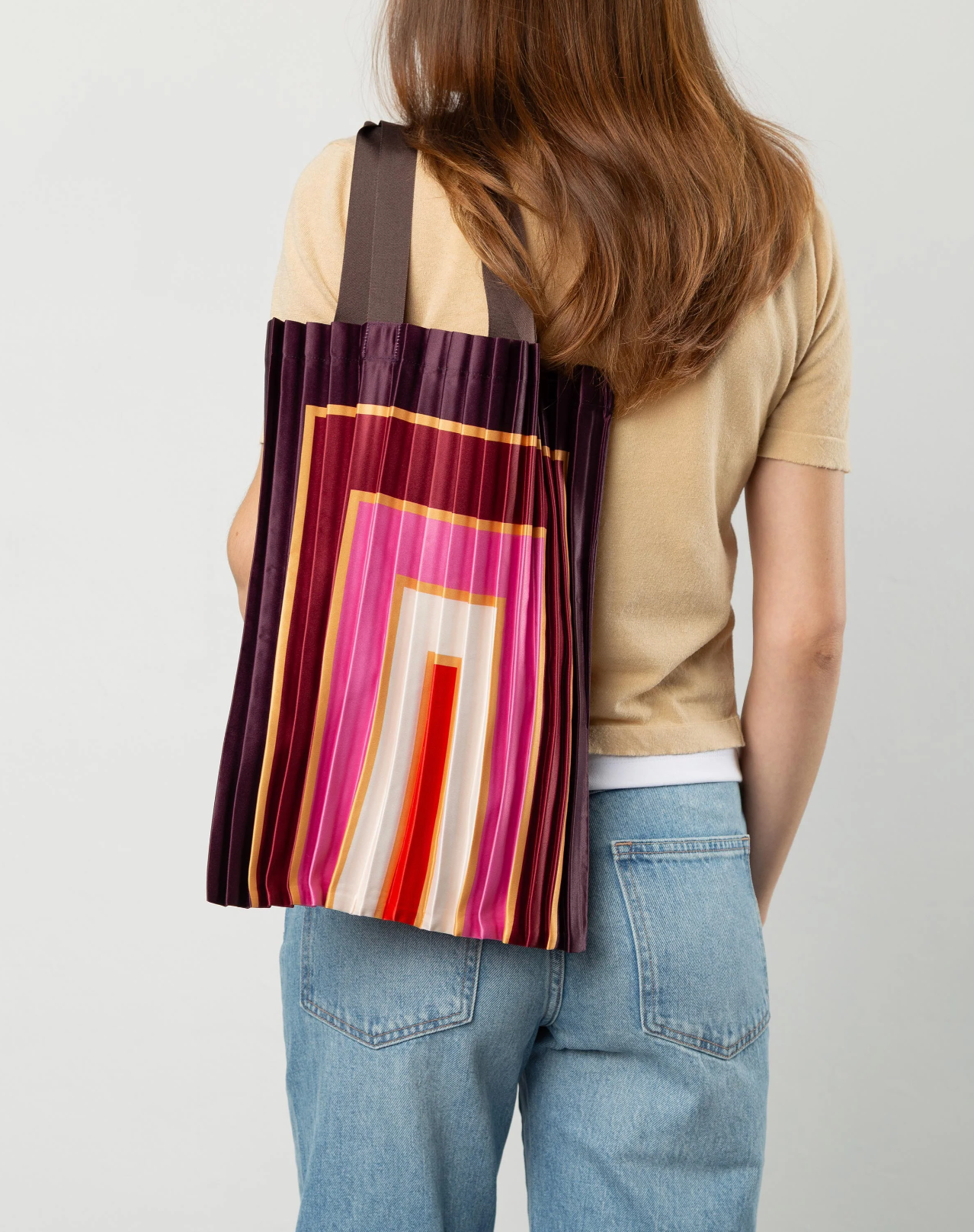 Multitudes Villasimius multicolor tote bag in satin made in Italy