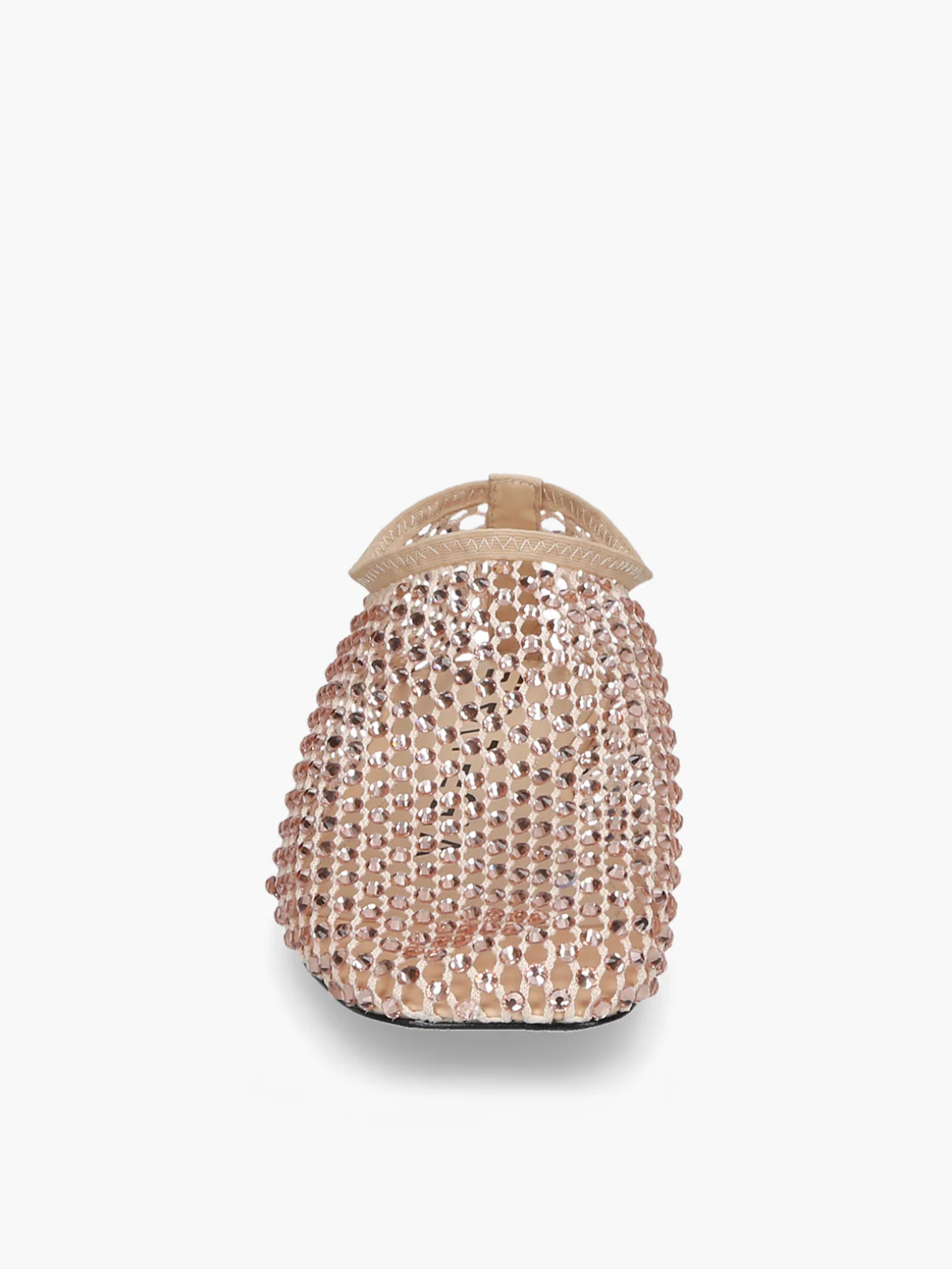 Nude ballerina flats with rhinestones, elegant women’s flat shoes with jewel finish. Strategia Shoes