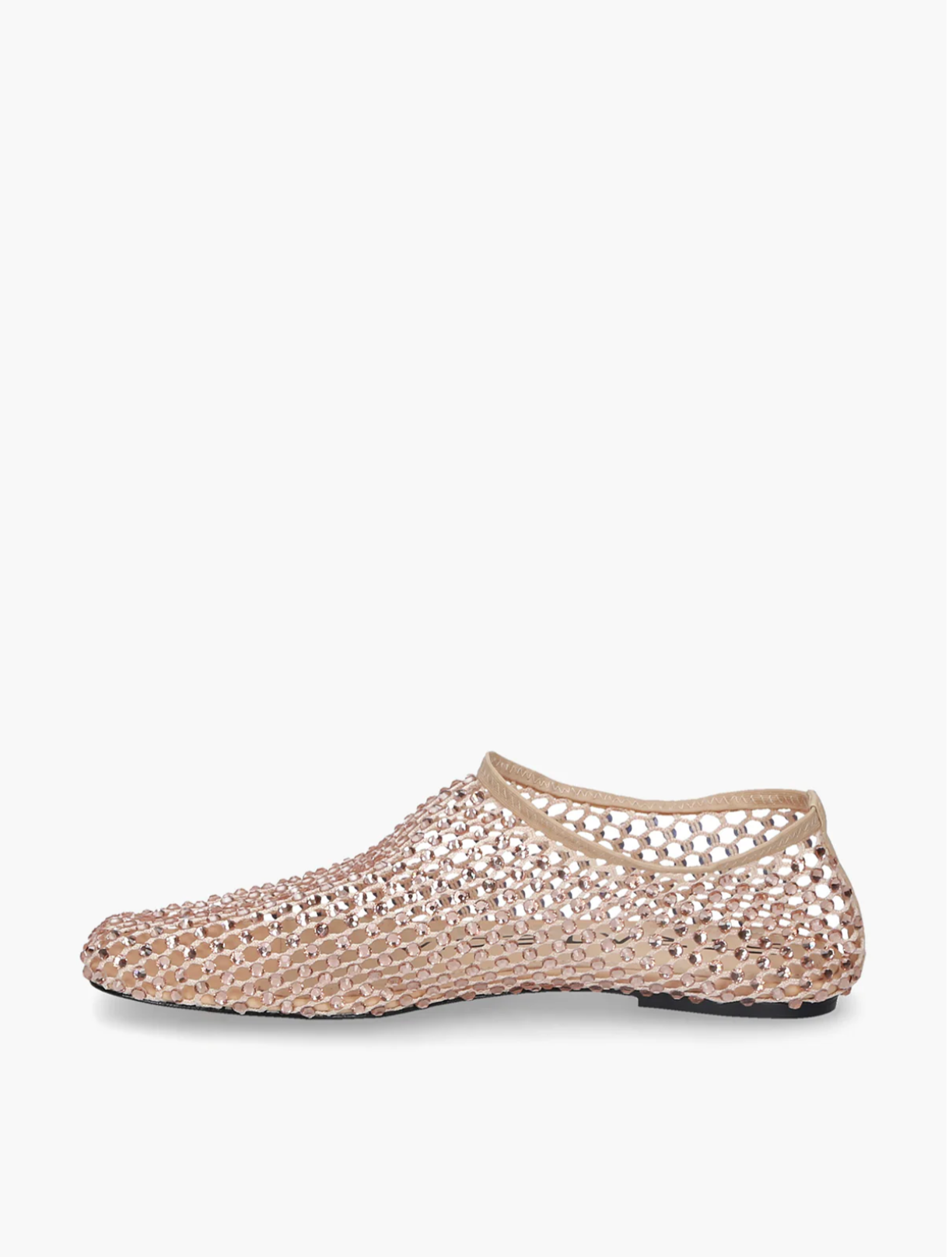 Nude ballerina flats with rhinestones, elegant women’s flat shoes with jewel finish. Strategia Shoes