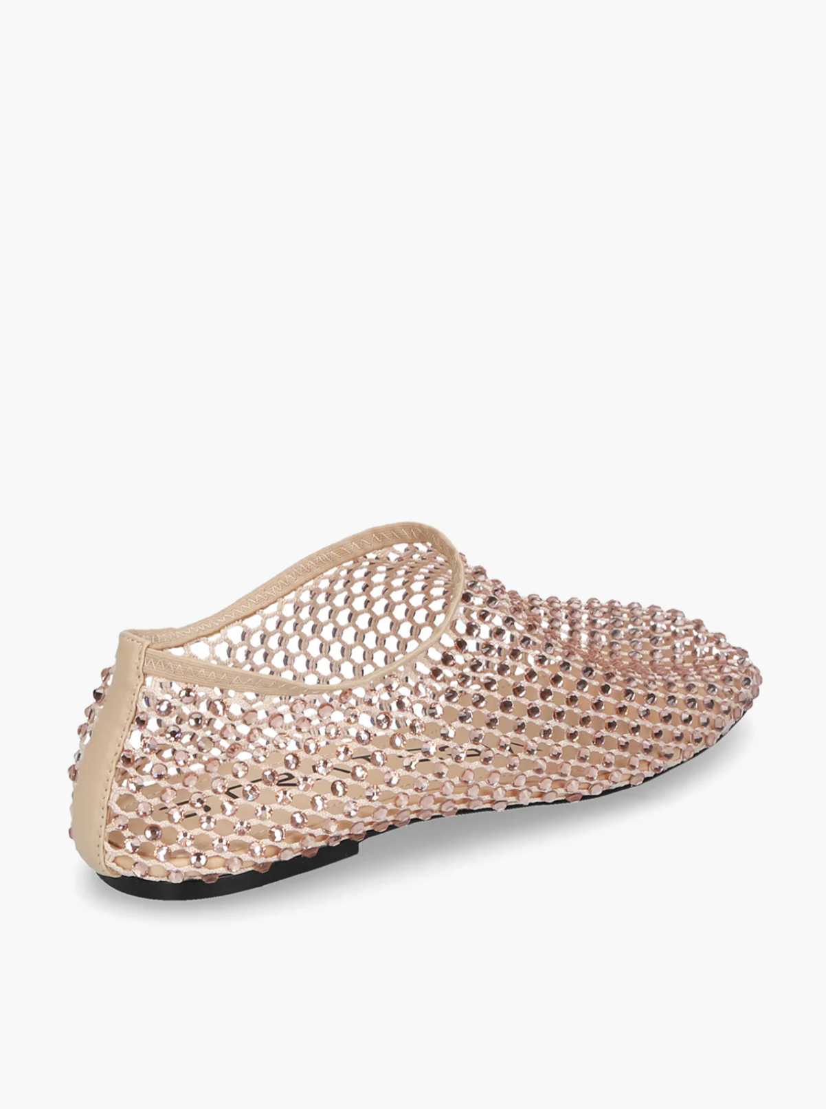 Nude ballerina flats with rhinestones, elegant women’s flat shoes with jewel finish. Strategia Shoes