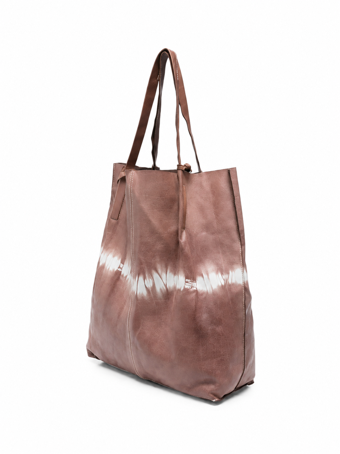 SOMMET NARA Tie-Dye large tote bag in rose antique vegetable-tanned leather, handmade in Italy