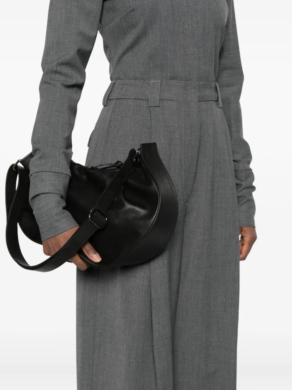 Reptile’s House H845 Nika black nappa leather shoulder bag with adjustable strap