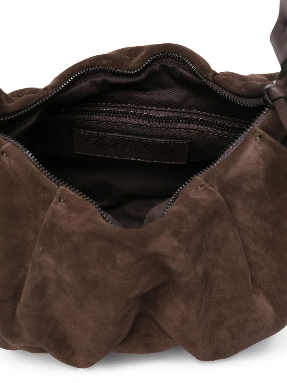 Reptile’s House H845 Nika sigarro brown suede shoulder bag with adjustable strap