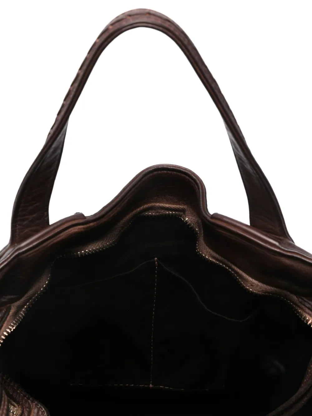 Reptile’s House H855 Calfrum Terra brown leather tote bag with exterior zipper pocket