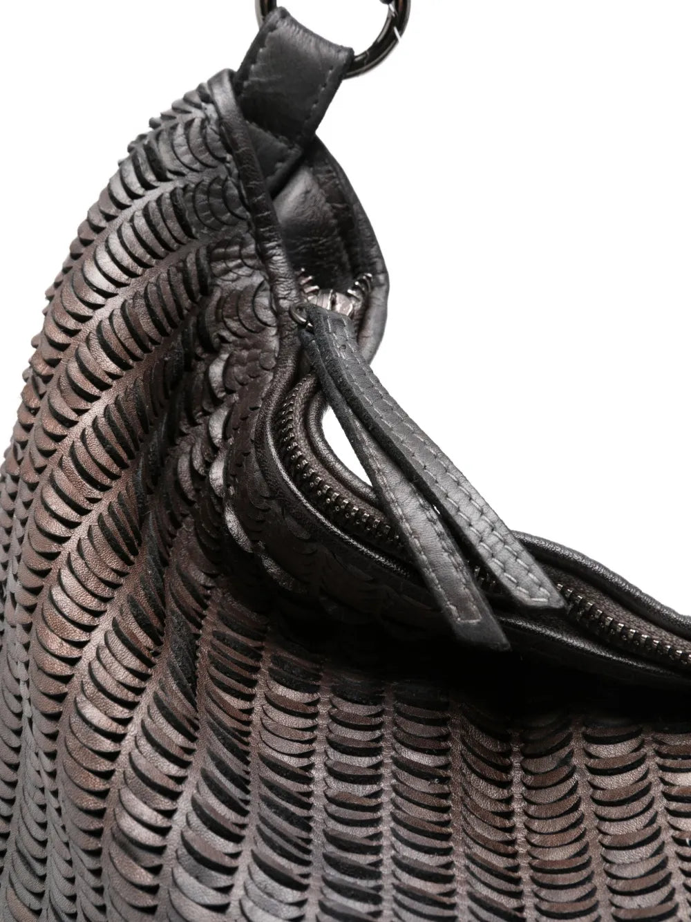 Reptile’s House Lune bag in perforated calfskin leather, color Infinito, handmade in Italy