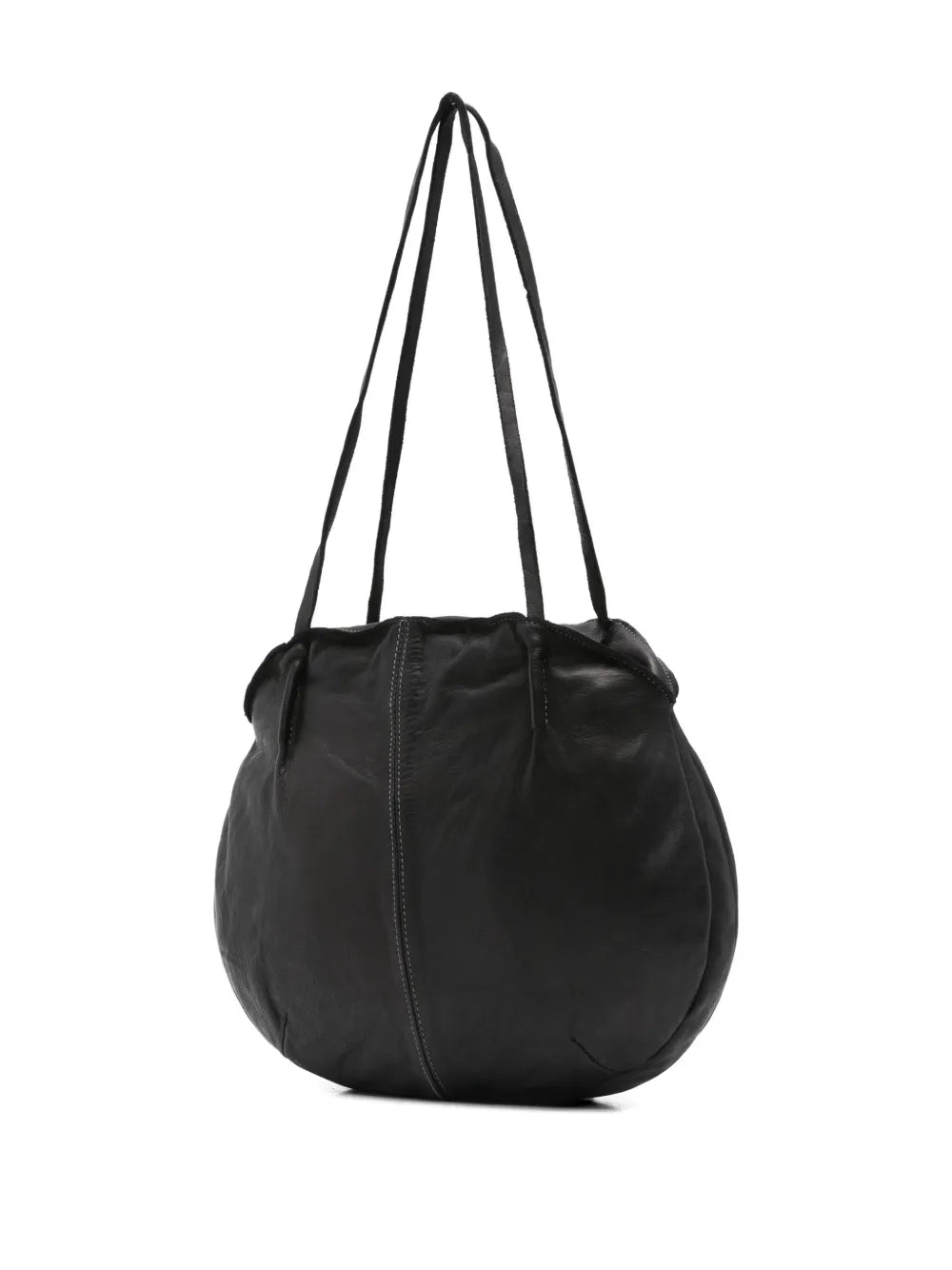 Sommet 249 black leather shoulder bag handmade in Italy – vegetable-tanned cowhide, cotton lining, Italian craftsmanship.