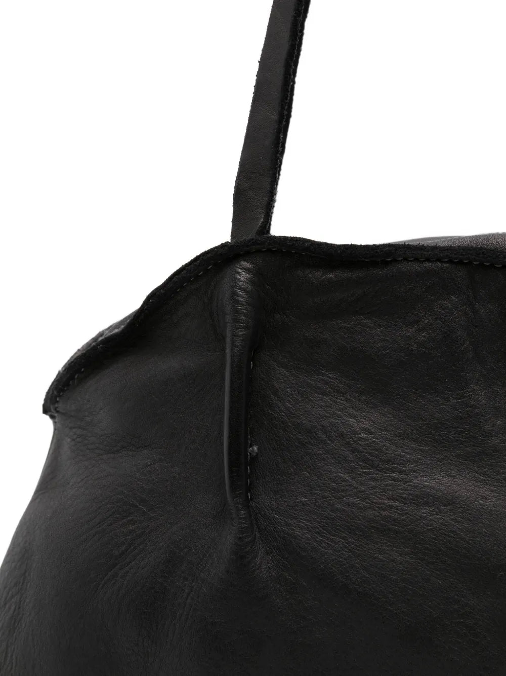 Sommet 249 black leather shoulder bag handmade in Italy – vegetable-tanned cowhide, cotton lining, Italian craftsmanship.