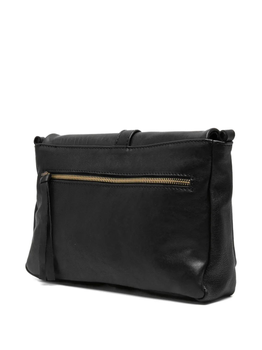 Sommet 320 handmade black leather crossbody bag in vegetable-tanned leather with detachable strap, made in Italy