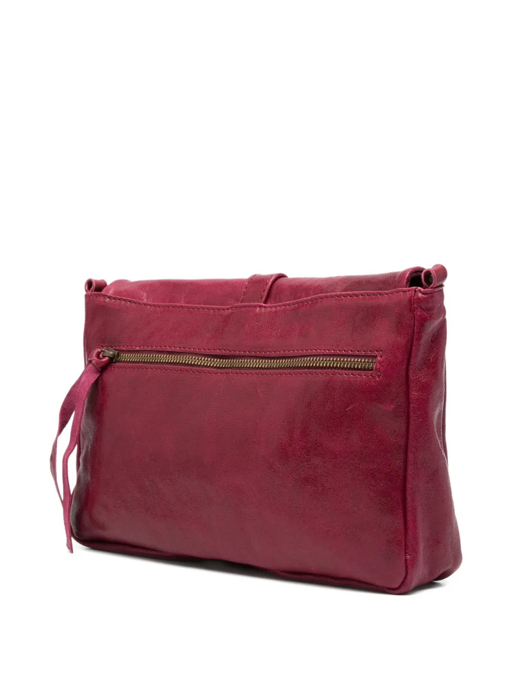 Sommet handmade plum leather crossbody bag in vegetable-tanned leather with detachable strap, made in Italy