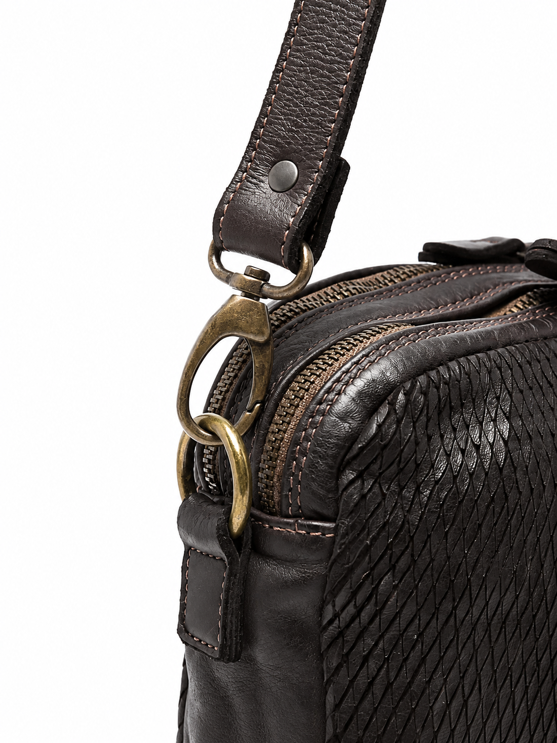 SOMMET Arlo Petalino vegetable-tanned leather crossbody bag in Testa di Moro — handmade in Italy