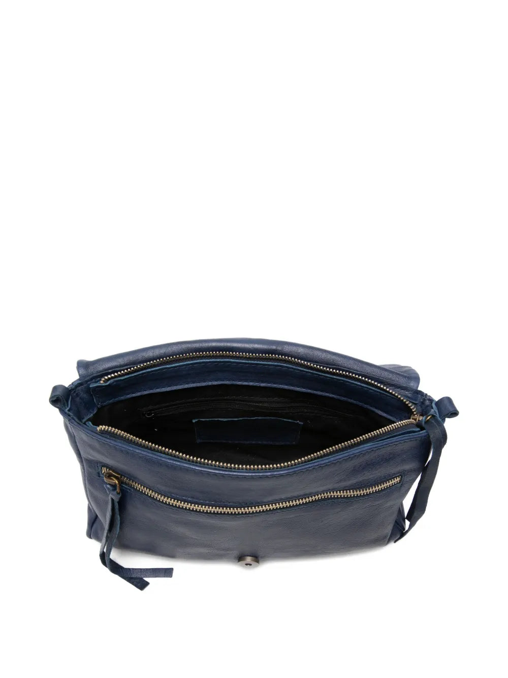 Sommet 320 handmade blue leather crossbody bag in vegetable-tanned leather with detachable strap, made in Italy