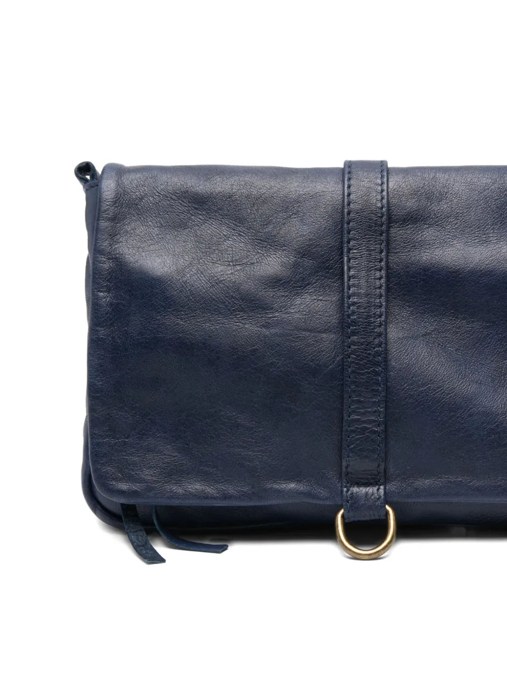 Sommet 320 handmade blue leather crossbody bag in vegetable-tanned leather with detachable strap, made in Italy