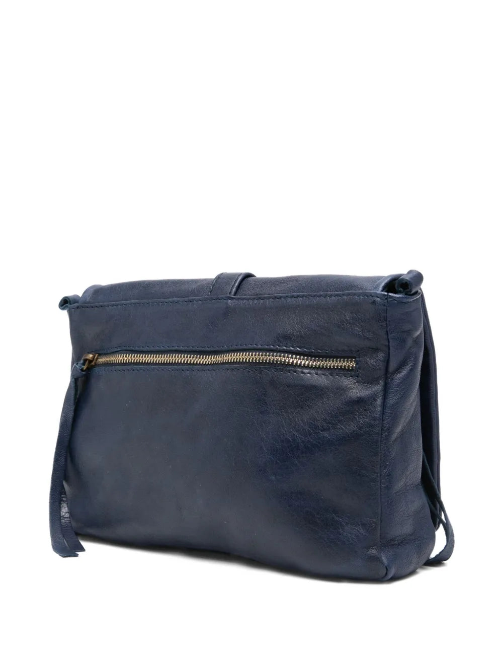 Sommet 320 handmade blue leather crossbody bag in vegetable-tanned leather with detachable strap, made in Italy