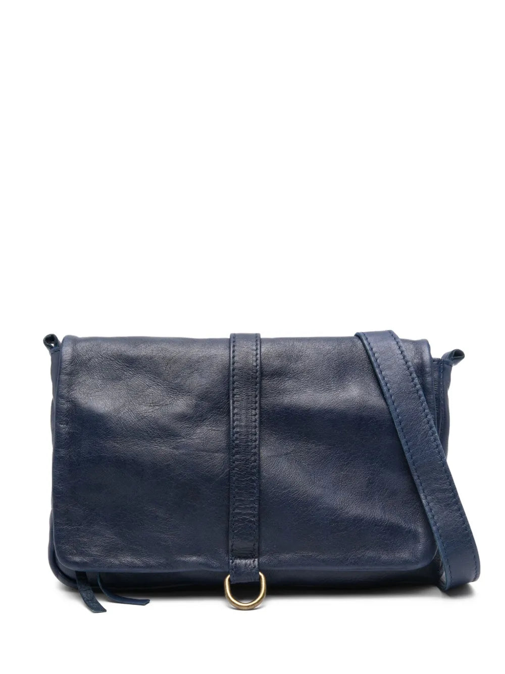 Sommet 320 handmade blue leather crossbody bag in vegetable-tanned leather with detachable strap, made in Italy