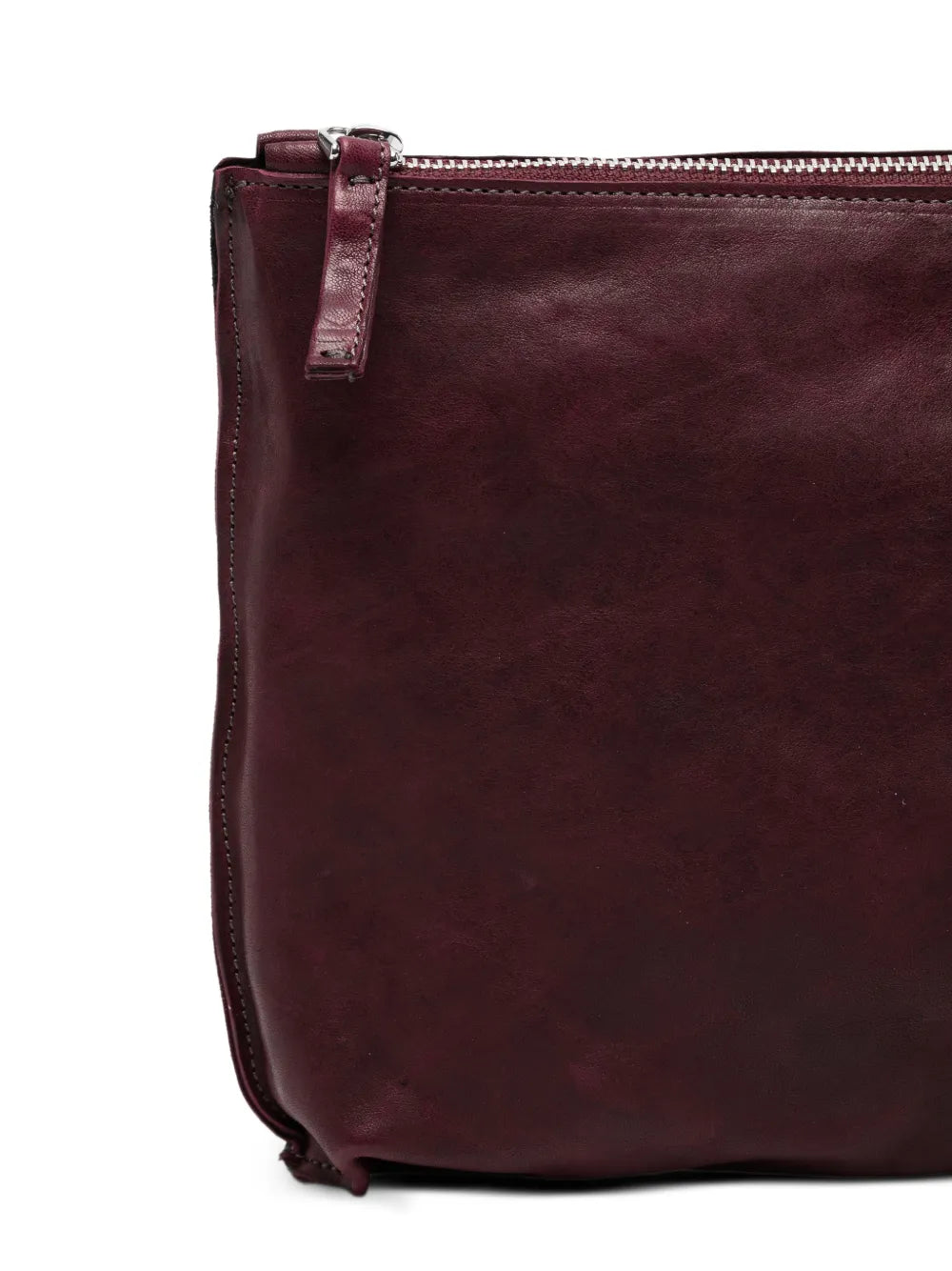 Sommet Clark crossbody bag in barolo burgundy vegetable-tanned leather with adjustable strap and waxed finish, handmade in Italy.