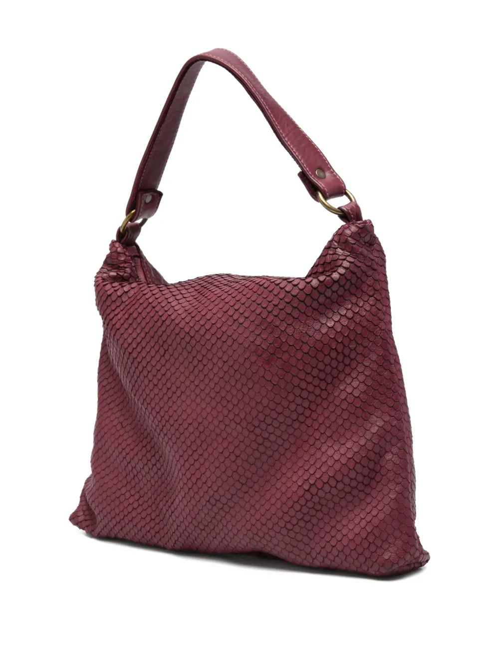 Textured tote bag Corda 358/C in Bordeaux leather, double handle for shoulder or crossbody, made in Italy