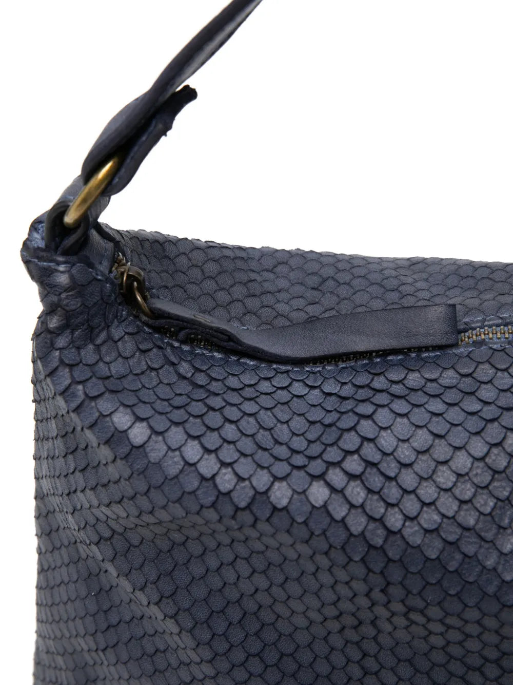 Luxury textured tote bag Corda 358/C in Navy leather, double handle for shoulder or crossbody, hand made in Italy