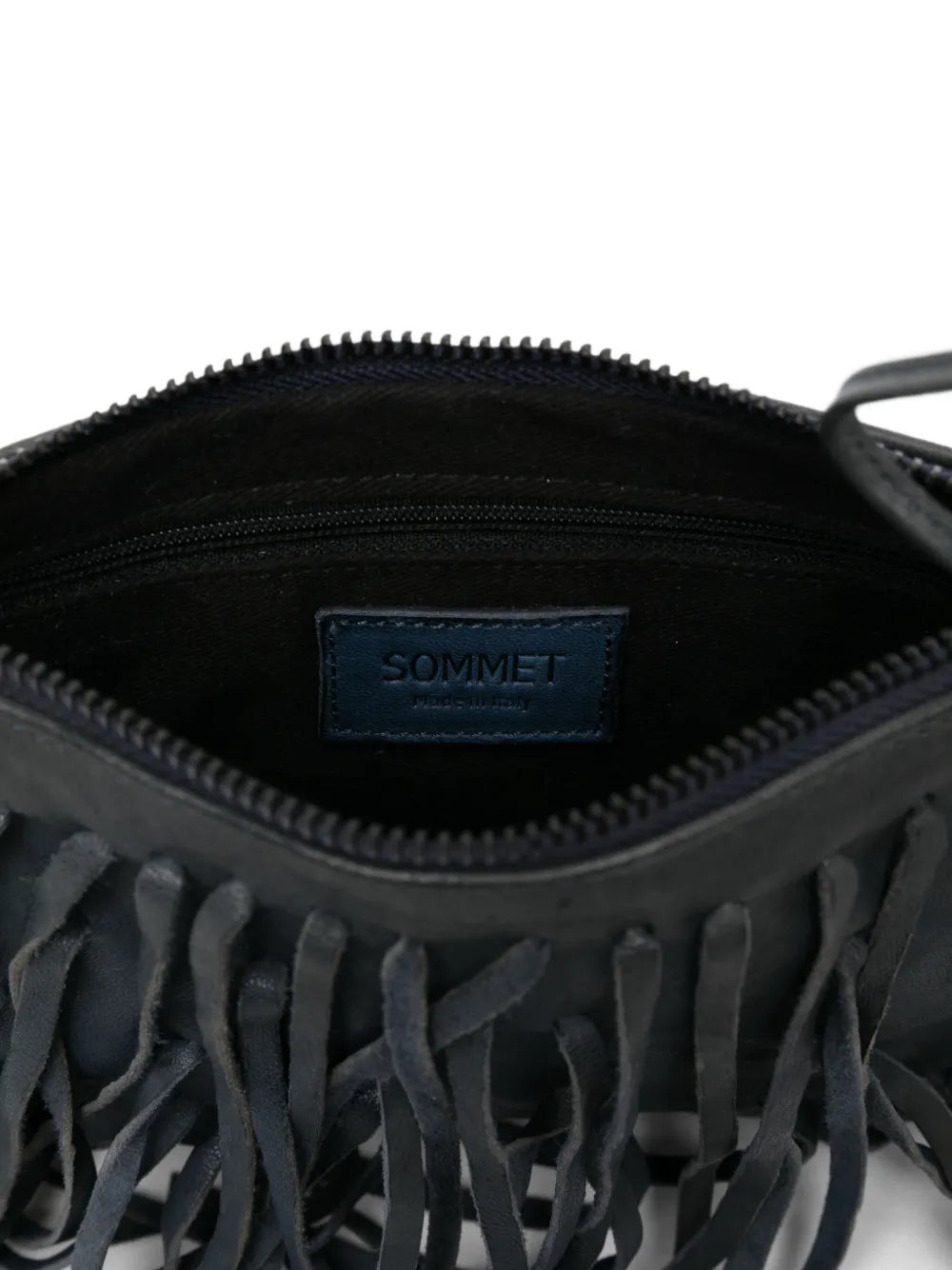 Sommet COUNTRY FRANGE Danubio blue leather fringe crossbody bag handmade in Italy with natural vegetable tanning