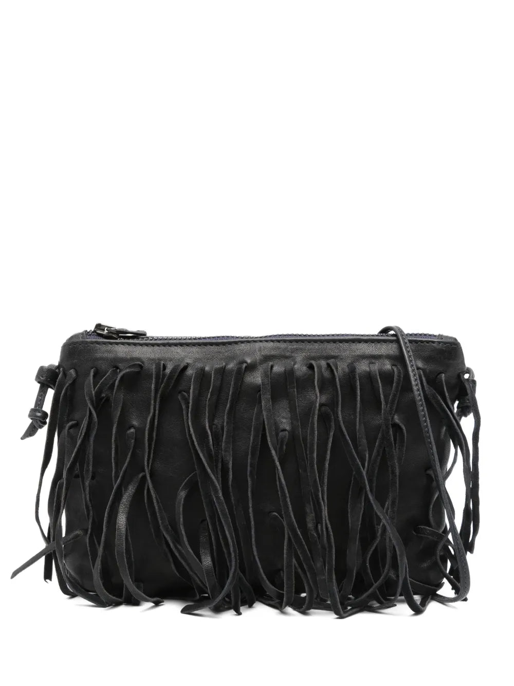 Sommet COUNTRY FRANGE navy blue boho chic leather fringe crossbody bag handmade in Italy with vegetable tanning