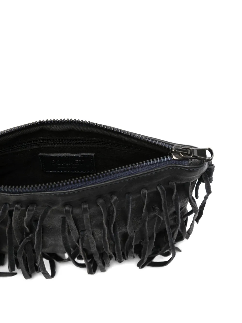 Sommet COUNTRY FRANGE navy blue boho chic leather fringe crossbody bag handmade in Italy with vegetable tanning