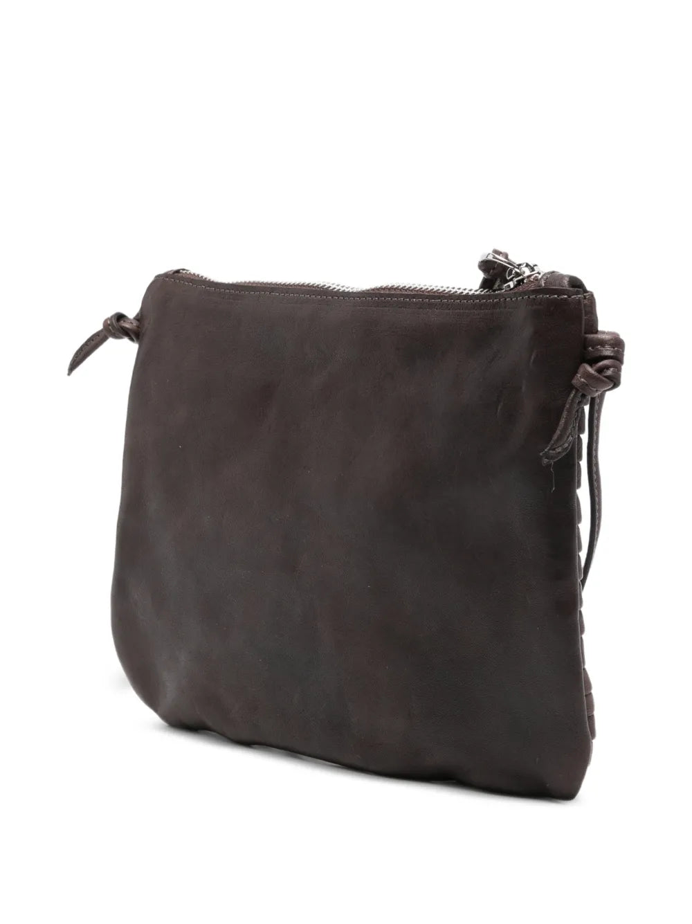 Sommet Country Row coffee vegetable-tanned leather crossbody bag with adjustable strap, handmade in Italy — suitable for day and night.