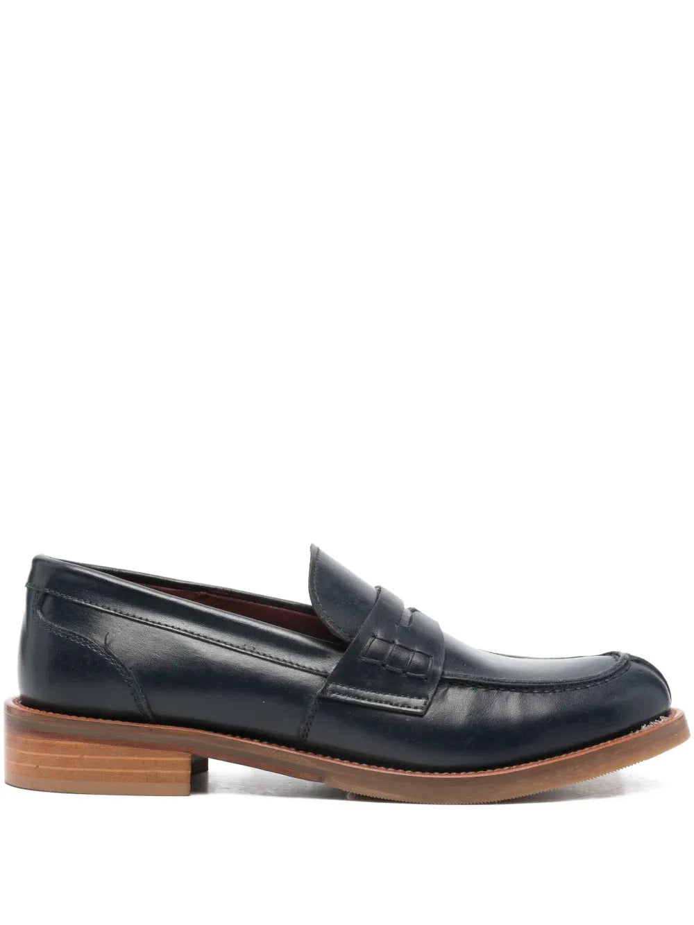 Women’s navy Italian leather loafer with flexible sole — SOMMET